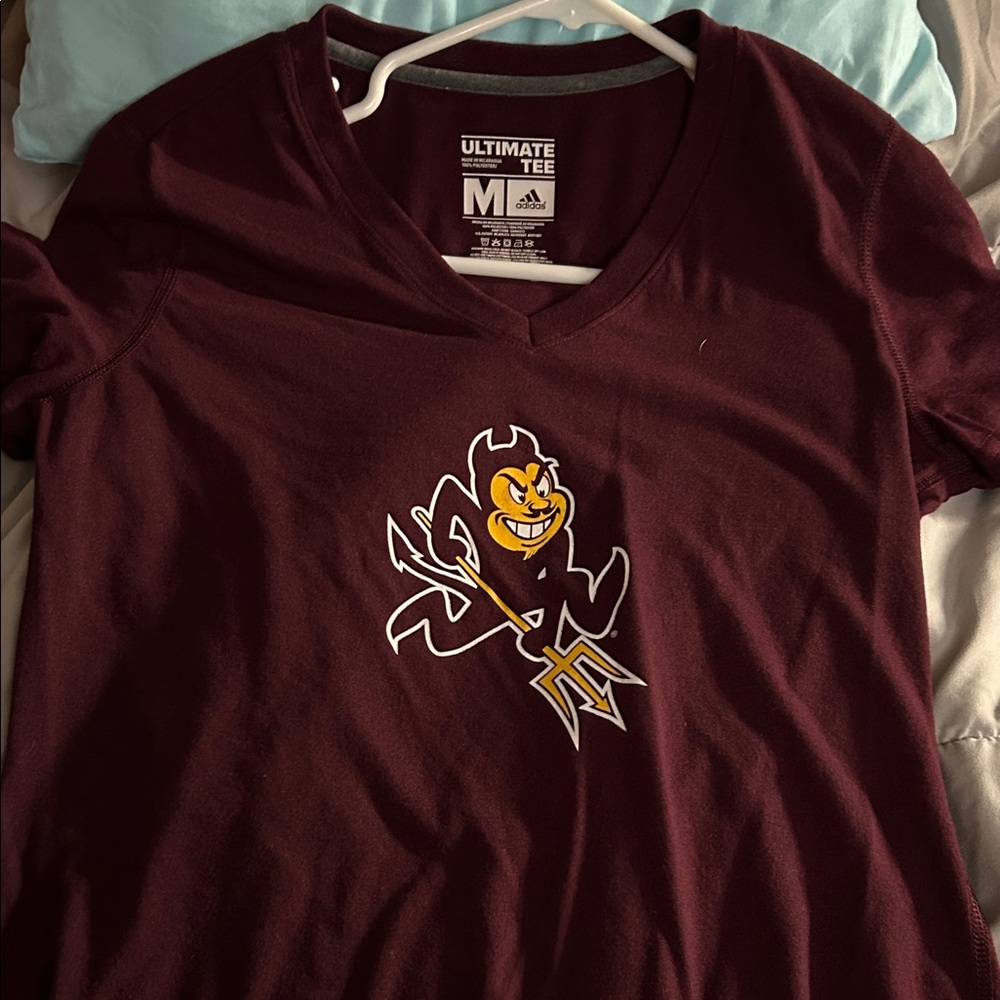 Adidas Burgundy Tee with Mascot Graphic